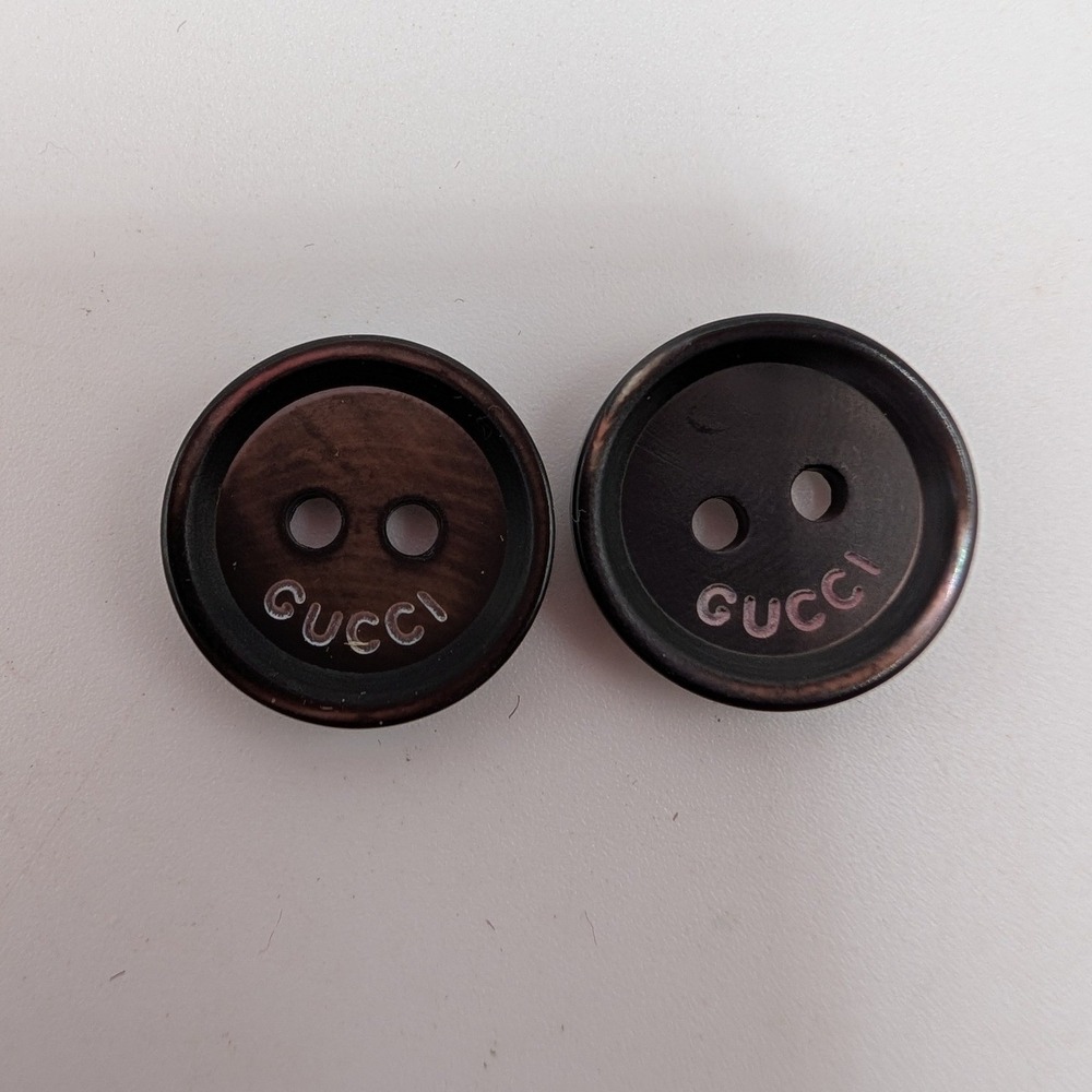 Gucci Buttons Brown Logo 14mm Engraved Replacement Buttons 2pc Set 2-Hole Round